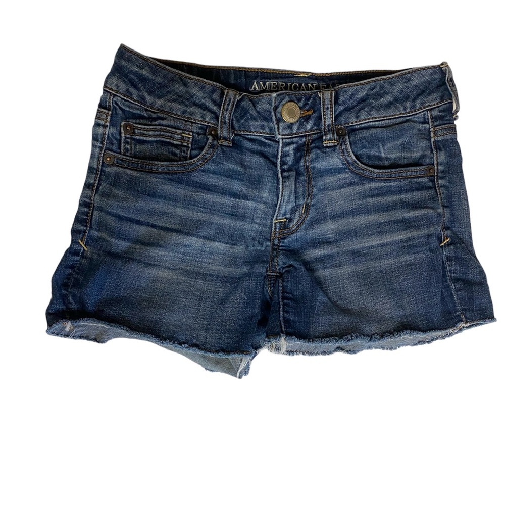 American Eagle Denim Jean Shorts Womens Size 2 Cut Off Fray Hem